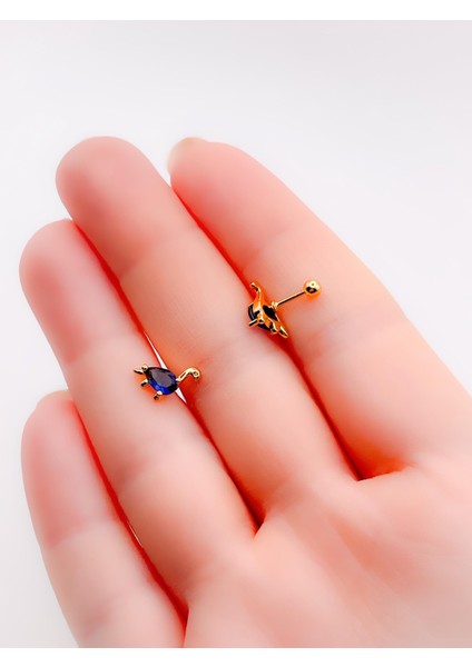Cerrrahi Çelik Piercing ( Pirsing ) Damla Taşlı Dinozor Tragus Helix Piercing (1adet) fiyatları
