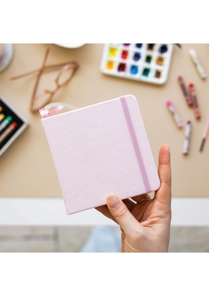 12x12 Cm Sert Kapak 80 Yaprak 140 Gr. Eskiz Defteri - Sketch Book - Pembe