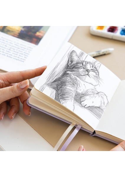 12x12 Cm Sert Kapak 80 Yaprak 140 Gr. Eskiz Defteri - Sketch Book - Pembe