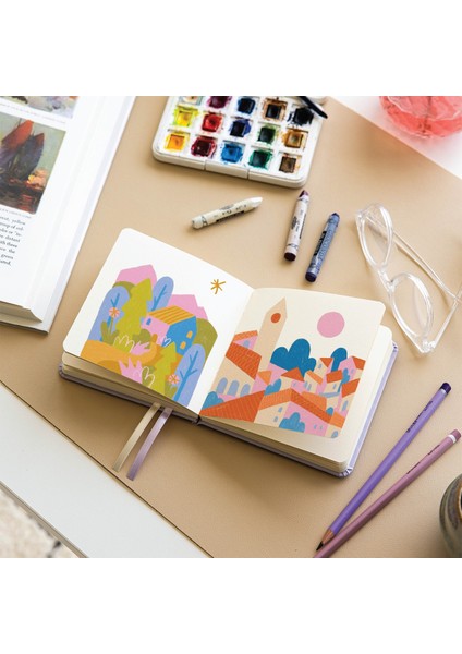 12x12 Cm Sert Kapak 80 Yaprak 140 Gr. Eskiz Defteri - Sketch Book - Pembe