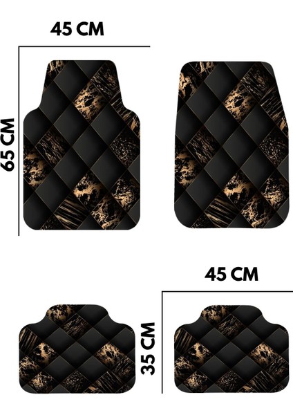 Universal 4’lü Oto Paspas Takımı – Araba Halı Paspası Siyah Altın Desen Kaymaz Taban fiyatları