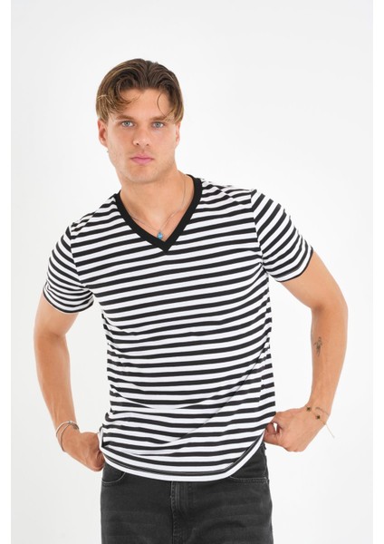 Alexandergardı V Yaka Çizgili T-Shirt fırsatları