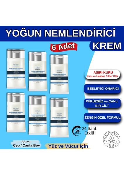 Yoğun Nemlendirici Panthenol Yüz ve Vücut Kremi Cep, Çanta, Küçük Boy 6'lı Set | Kuru ve Hassas Ciltlere 24 Saat Bakım - Organik Argan Yağı, Shea Butter Yağı Propolis Collagen Içerikli