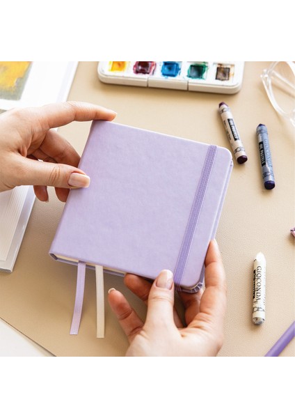 12x12 Cm Sert Kapak 80 Yaprak 140 Gr. Eskiz Defteri - Sketch Book - Lila