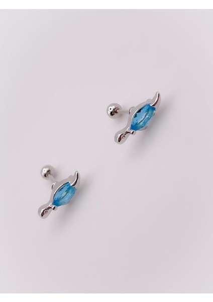 Cerrrahi Çelik Piercing ( Pirsing ) Mavi Taşlı Kaplumbağa Tragus Helix Piercing (1ADET) modelleri