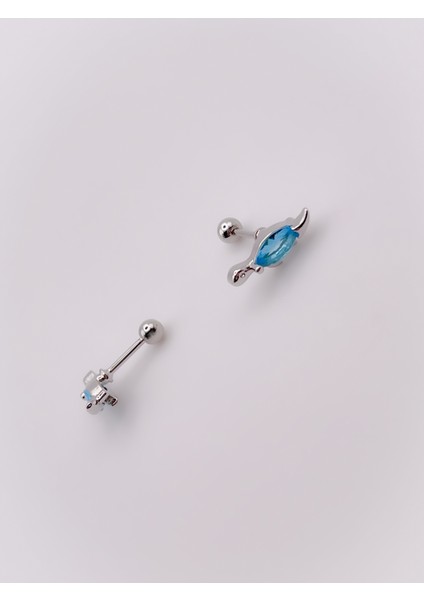 Cerrrahi Çelik Piercing ( Pirsing ) Mavi Taşlı Kaplumbağa Tragus Helix Piercing (1ADET) fırsatları