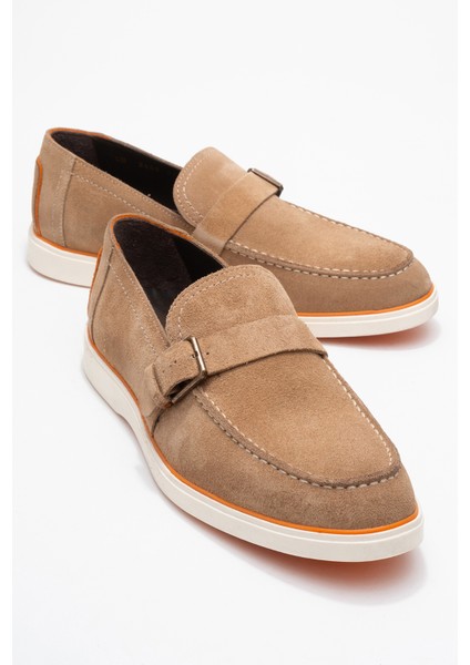 Erkek Hafif Tabanlı Toka Detaylı Loafer Gerçek Süet Deri Cr 2406 Vizon fiyatları