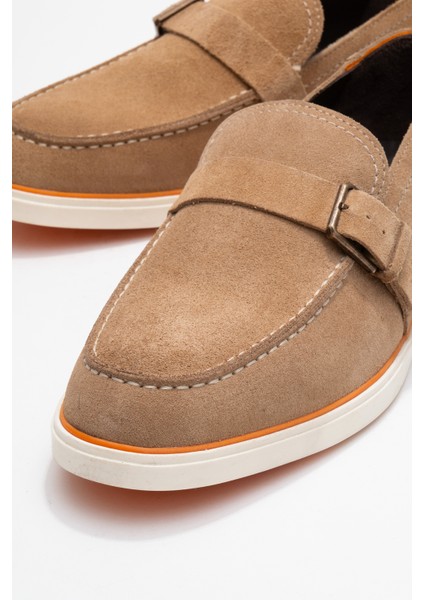 Erkek Hafif Tabanlı Toka Detaylı Loafer Gerçek Süet Deri Cr 2406 Vizon modelleri