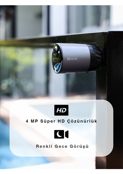 Ezvız BC1C 4 Mp Wi-Fi Bataryalı Güvenlik Kamerası – H.265, Gece Görüşü, Hareket Sensörlü