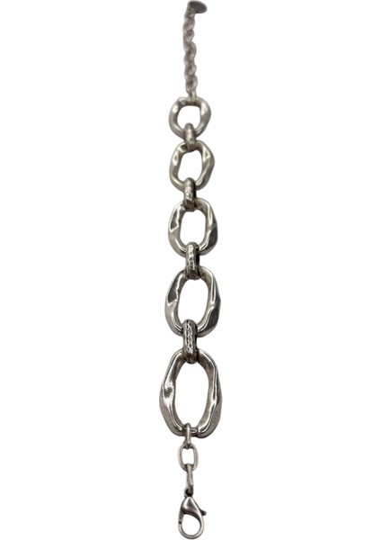 Bileklik, Gümüş Kaplamalı, Ayarlanabilir, Unisex Bileklik ( Halkalar )