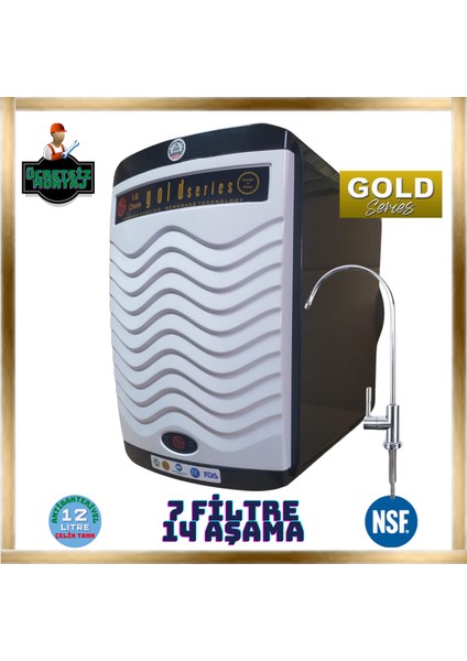Ligth Gastro Gold Montajlı 12 Litre 7 Filtre 14 Aşama 90 Gpd Nano Membranlı Gümüş Iyon Tatlandırıcı Mineral ve Alkali Filtreli Su Arıtma Cihazı