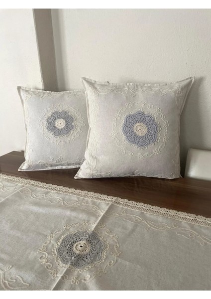 Dantel Detaylı Krem Dekoratif Kırlent Kılıfı – El Işlemeli Vintage Yastık Kılıfı 40X40 cm fiyatları