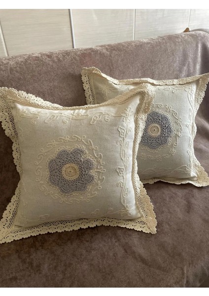 Dantel Detaylı Krem Dekoratif Kırlent Kılıfı – El Işlemeli Vintage Yastık Kılıfı 40X40 cm fırsatları