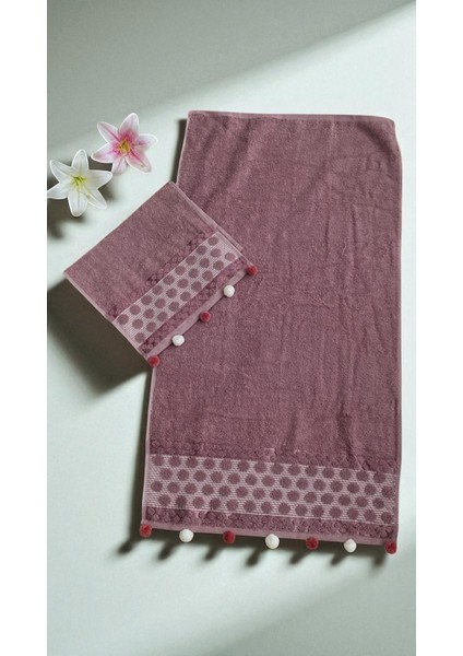 Analı Kızlı Pomponlu 2 Li Havlu Set fırsatları