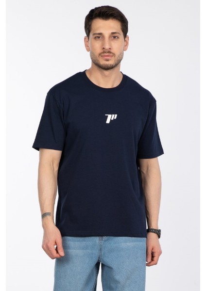Erkek Bisiklet Yaka %100 Pamuk Rahat Kalıp 777 Sayı Baskılı T-Shirt fiyatları