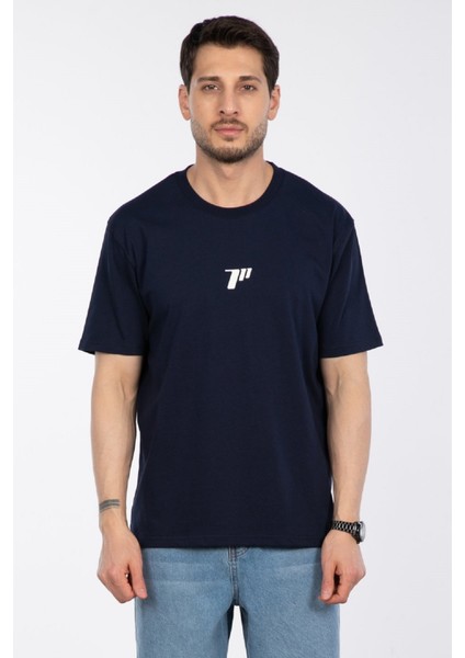Erkek Bisiklet Yaka %100 Pamuk Rahat Kalıp 777 Sayı Baskılı T-Shirt modelleri