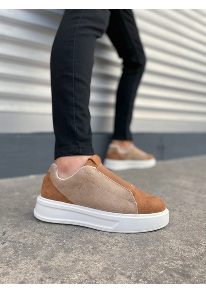 JY007 Alba Lastikli Günlük Erkek Sneaker - Taba Vizon