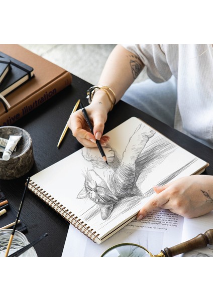 A4 Siyah Kraft Kapak 60 Yaprak 140 Gr. Perforajlı Eskiz Defteri - Sketch Book