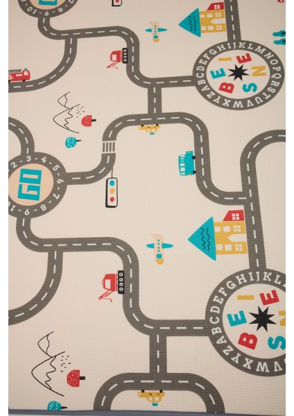 Monimubaby Çift Taraflı Oyun Matı-Oyun Halısı 140X200X1 cm
