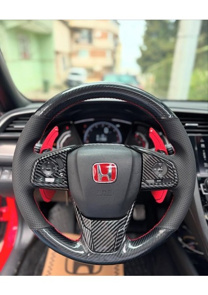 Honda Civic Fc5 Araca Özel Direksiyon Kılıfı (5d Kristal Karbon Nokta)