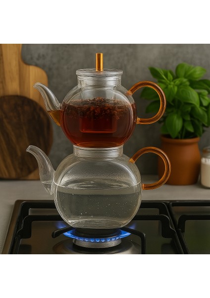 Süzgeçli Borosilikat Cam Çaydanlık - 500 ml & 1000 ml