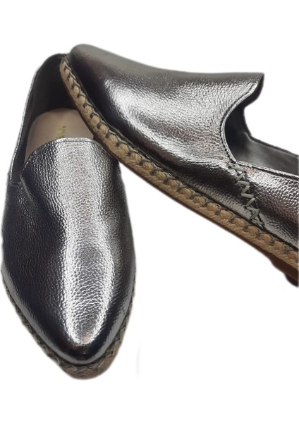 Gümüş Günlük Espadril Çarık Babet Kadın Ayakkabı