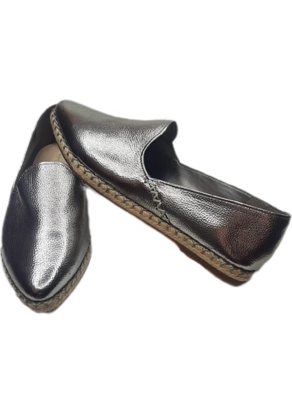 Gümüş Günlük Espadril Çarık Babet Kadın Ayakkabı