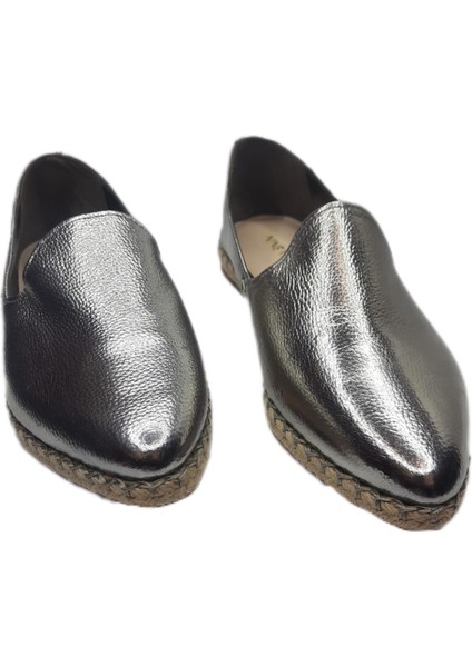 Gümüş Günlük Espadril Çarık Babet Kadın Ayakkabı