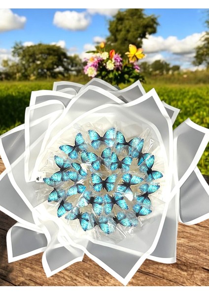 Anneler Günü LED Işıklı Mavi Kelebek Buketi Sevgiliye Özel Hediye Çiçek Doğum Günü Kız Arkadaşa Eşe