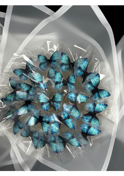 Anneler Günü LED Işıklı Mavi Kelebek Buketi Sevgiliye Özel Hediye Çiçek Doğum Günü Kız Arkadaşa Eşe modelleri