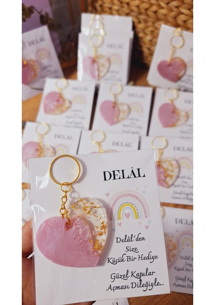 Sevgiliatolyemm SevgiliAtolyemm mutluluk getirmesi dileğiyle Gökkuşağı Kartlı Pembe Kalp Anahtarlık 15 Adet Bebek Hediyelikleri Doğum Günü Baby Shower