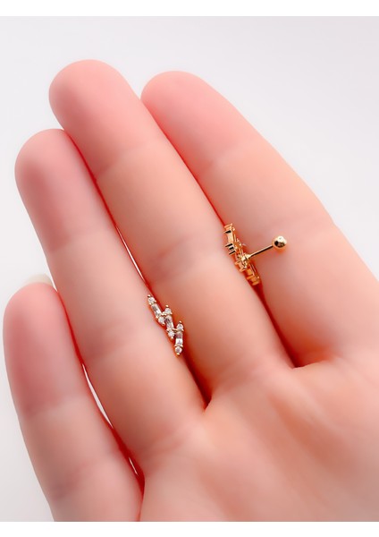 Cerrrahi Çelik Piercing ( Pirsing ) Üç Ince Taşlı Tragus Helix Piercing (1ADET) fiyatları