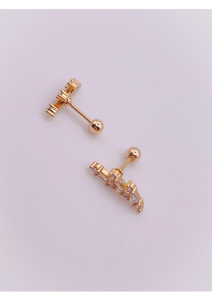 Cerrrahi Çelik Piercing ( Pirsing ) Üç Ince Taşlı Tragus Helix Piercing (1ADET) indirimleri