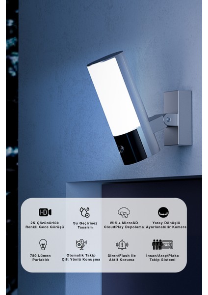 Ezvız El3 2mp Wi-Fi Akıllı Işıklı Güvenlik Kamerası – Spotlight Led, Hareket Algılamalı, Gece Görüşlü, IP65 Dış Mekân, Iki Yönlü Sesli, Alarm Destekli | Fynix Teknoloji