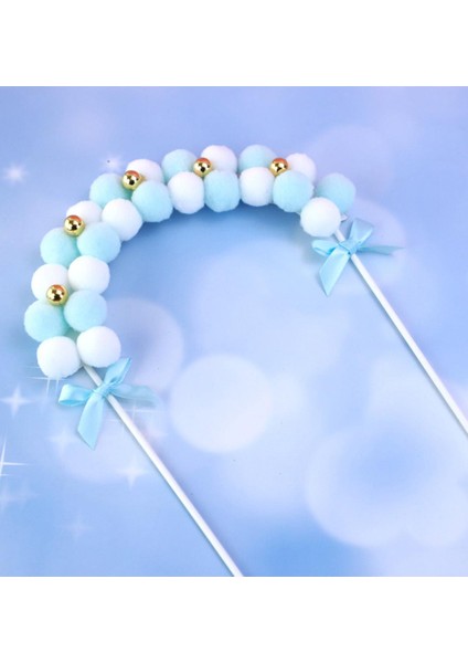 Mavi Beyaz Top Kemer Şeklinde Erkek Bebek Pasta Süsü