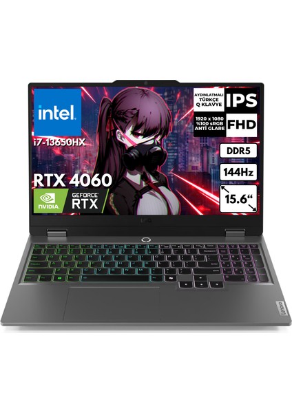 Loq 15IRX9 I7-13650HX 24 GB 2 Tbssd 8gb RTX4060 144Hz 15.6" Fhd Windows 11 Home Taşınabilir Bilgisayar 83DV011HTRAT39