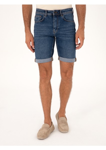 Erkek Açık Mavi Regular Fit Jean Şort 50268698-DN0022