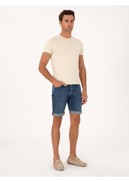 Erkek Açık Mavi Regular Fit Jean Şort 50268698-DN0022