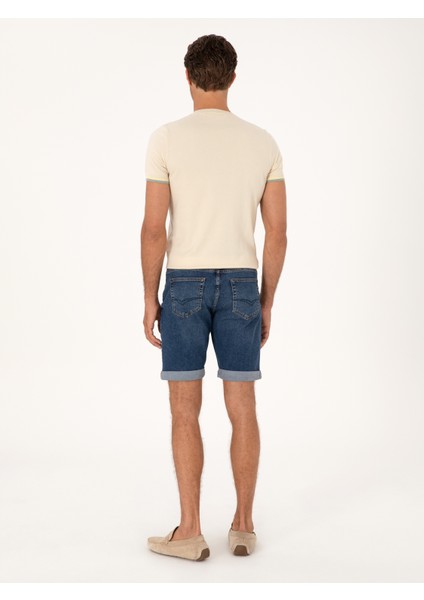 Erkek Açık Mavi Regular Fit Jean Şort 50268698-DN0022