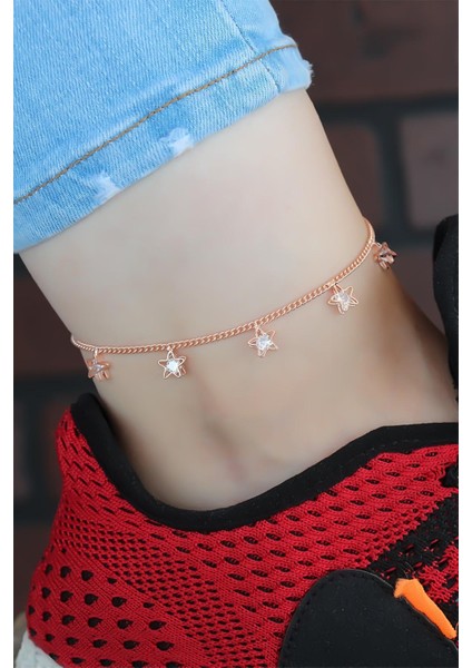 Zirkon Taşlı Rose Renk Yıldızlı Hal Hal