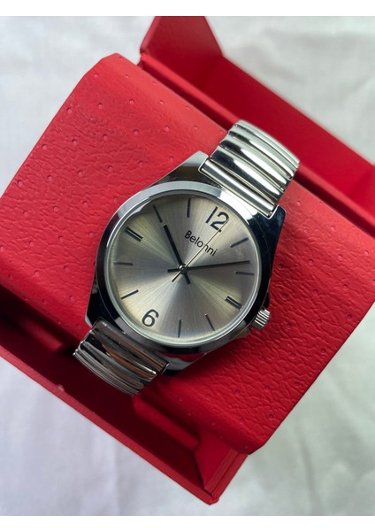 Gümüş Kadranlı 12-6 Rakamlı Yaylı Kordonlu Unisex Kol Saati modelleri