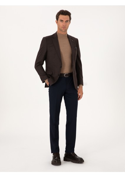 Erkek Kahverengi Slim Fit Yün Karışımlı Ceket 50292488-VR029 fırsatları