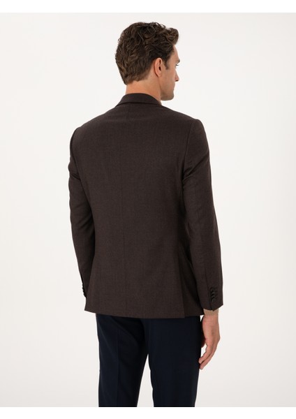 Erkek Kahverengi Slim Fit Yün Karışımlı Ceket 50292488-VR029 indirimleri