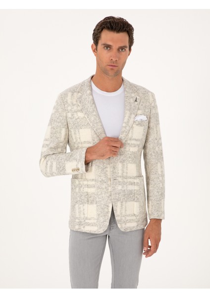 Erkek Beyaz Slim Fit Yün Karışımlı Flanel Ceket 50272733-VR013 modelleri