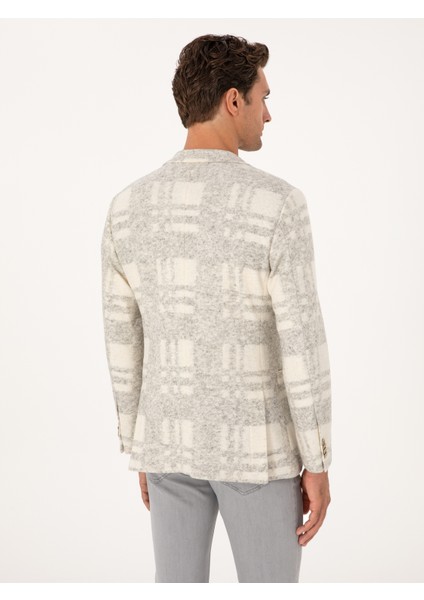 Erkek Beyaz Slim Fit Yün Karışımlı Flanel Ceket 50272733-VR013 indirimleri