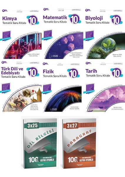 Palme + Anla Kazan 2026 10. Sınıf Tematik Fizik Kimya Biyoloji Edebiyat Tarih Matematik 8 Li Set modelleri