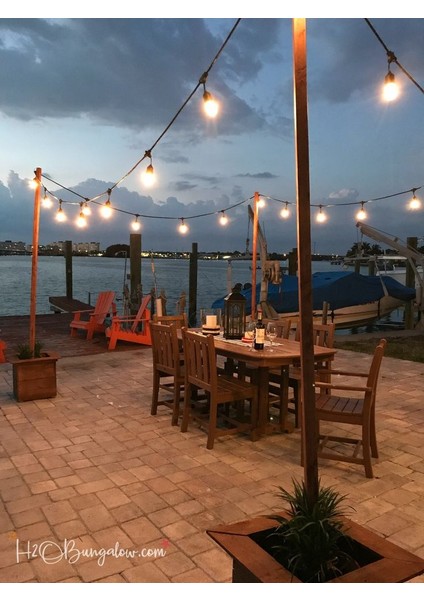 Sarı Işık Ampullü, 5 Metre 10 Duylu Eklenebilir Bahçe, Kafe, Teras, Balkon Armatürü Iç Dış ve Mekan
