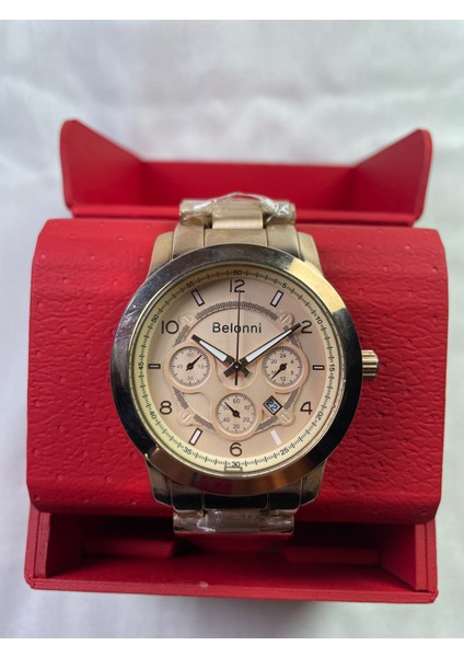 Full Rose Gold Kalın Kasalı Küçük Rakamlı Çizgili Unisex Kol Saati