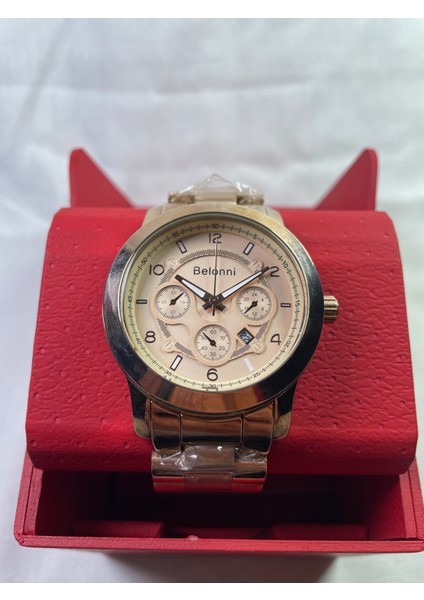 Full Rose Gold Kalın Kasalı Küçük Rakamlı Çizgili Unisex Kol Saati fiyatları