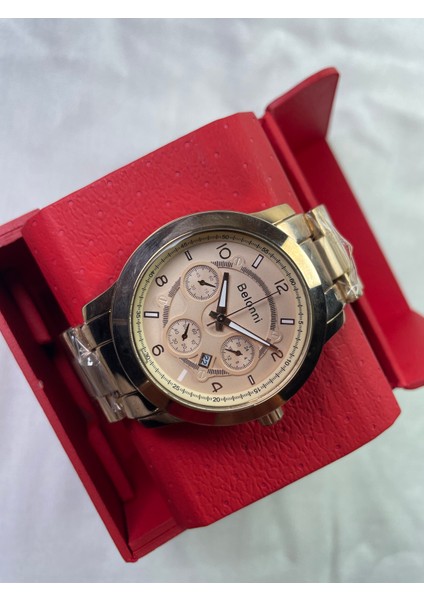 Full Rose Gold Kalın Kasalı Küçük Rakamlı Çizgili Unisex Kol Saati fırsatları